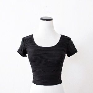 Hot Gal Black Stripe Textured Crop Top